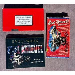 Evel Knievel Vintage Video Tapes Book Lot Bundle 3 Greatest Hits American Dare